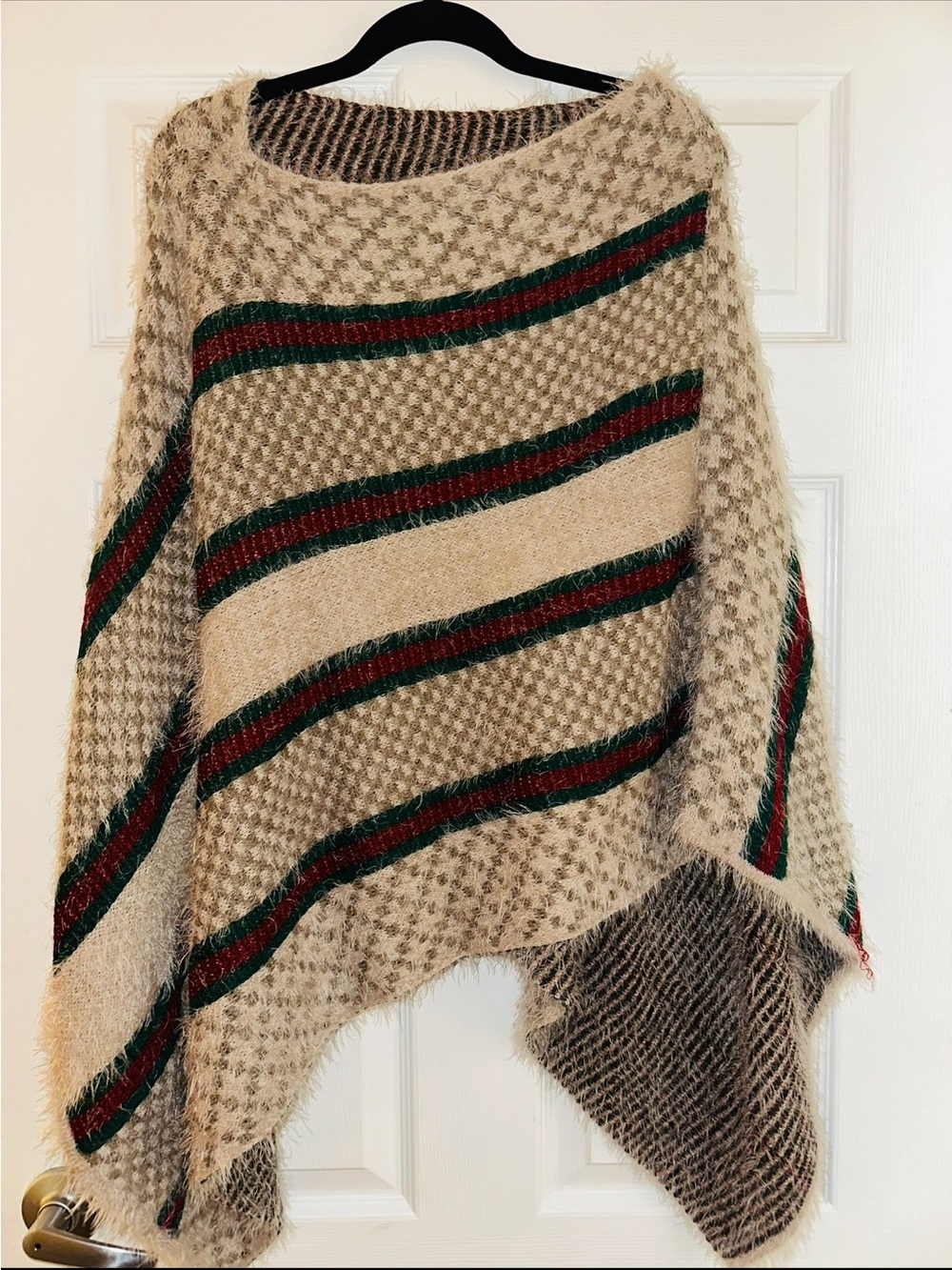 Poncho Sweater with stripped pattern like Gucci.